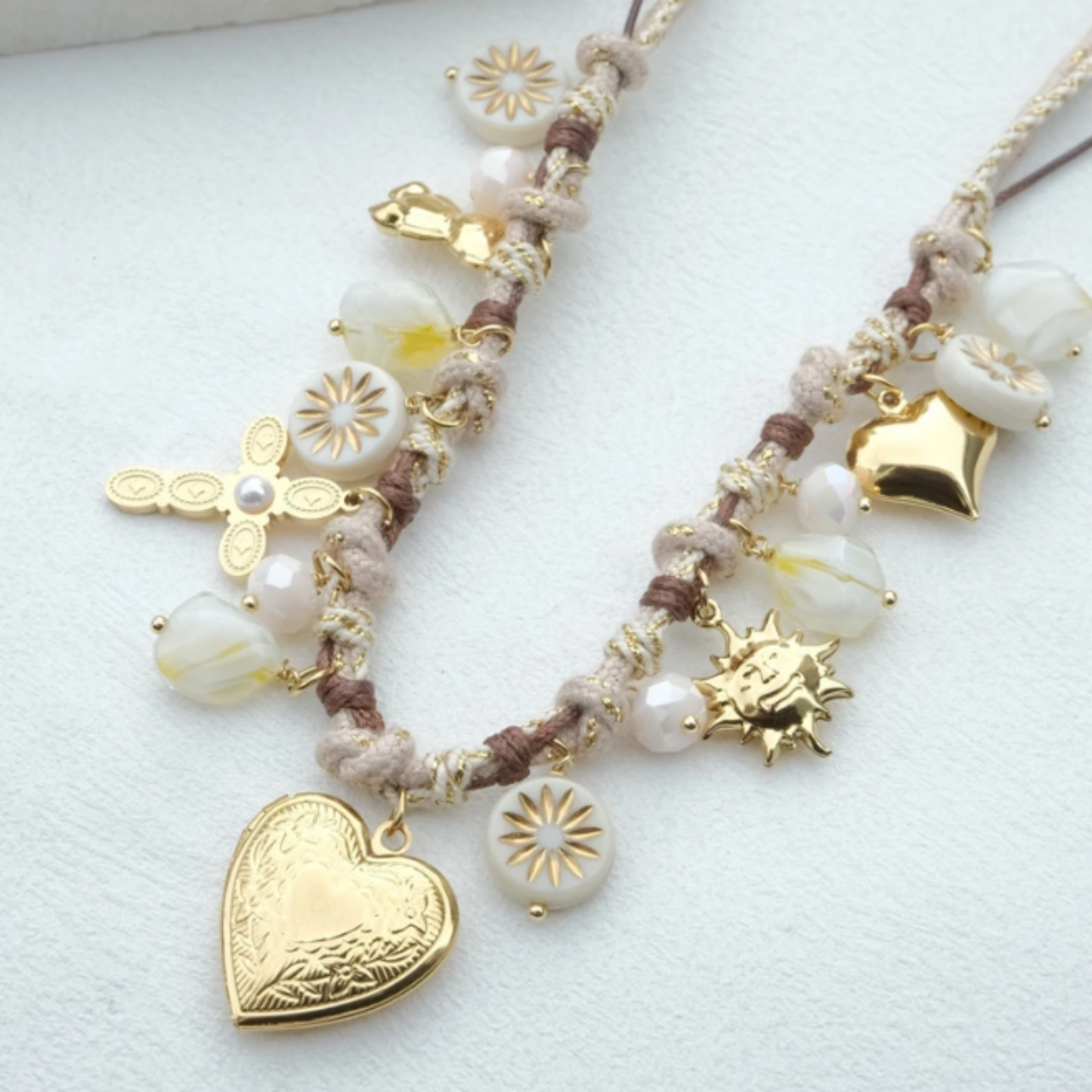 Collier en corde et acier inoxydable