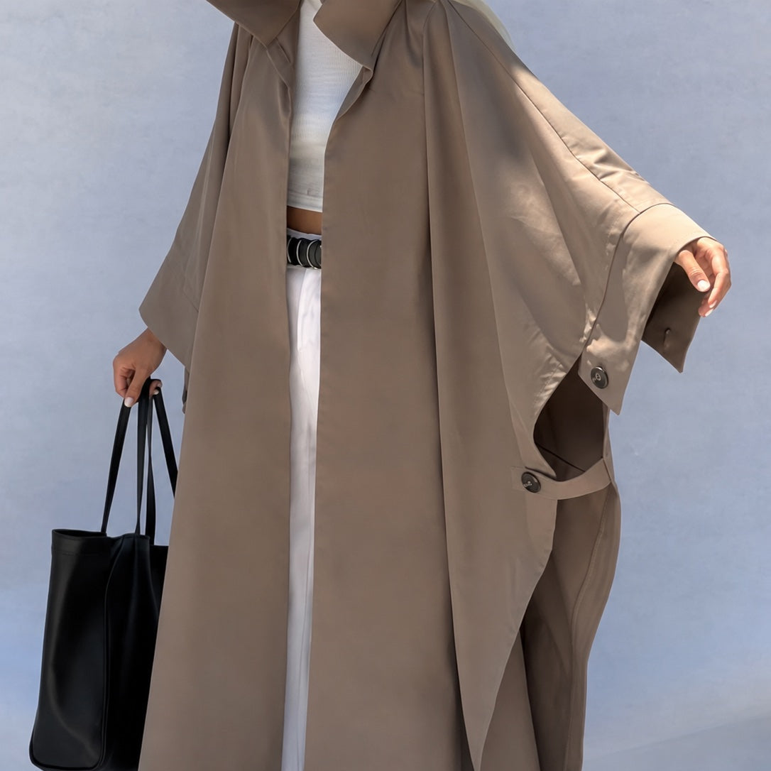 Manteau cape long taupe
