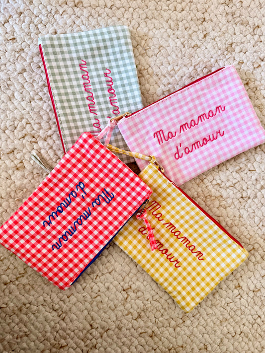 ❤️Pochette Vichy "ma maman d'amour "Rouge