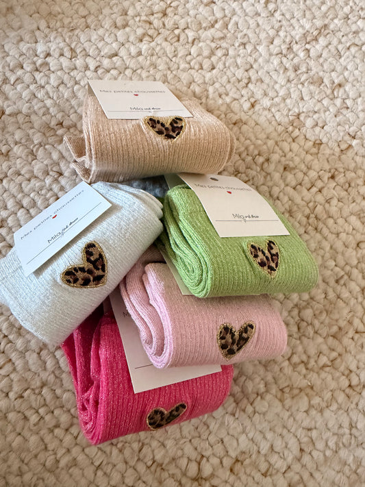 🧦 Chaussettes Cœur Léopard BEIGE