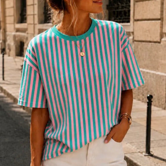 T-shirt Rayé Cœur Vert