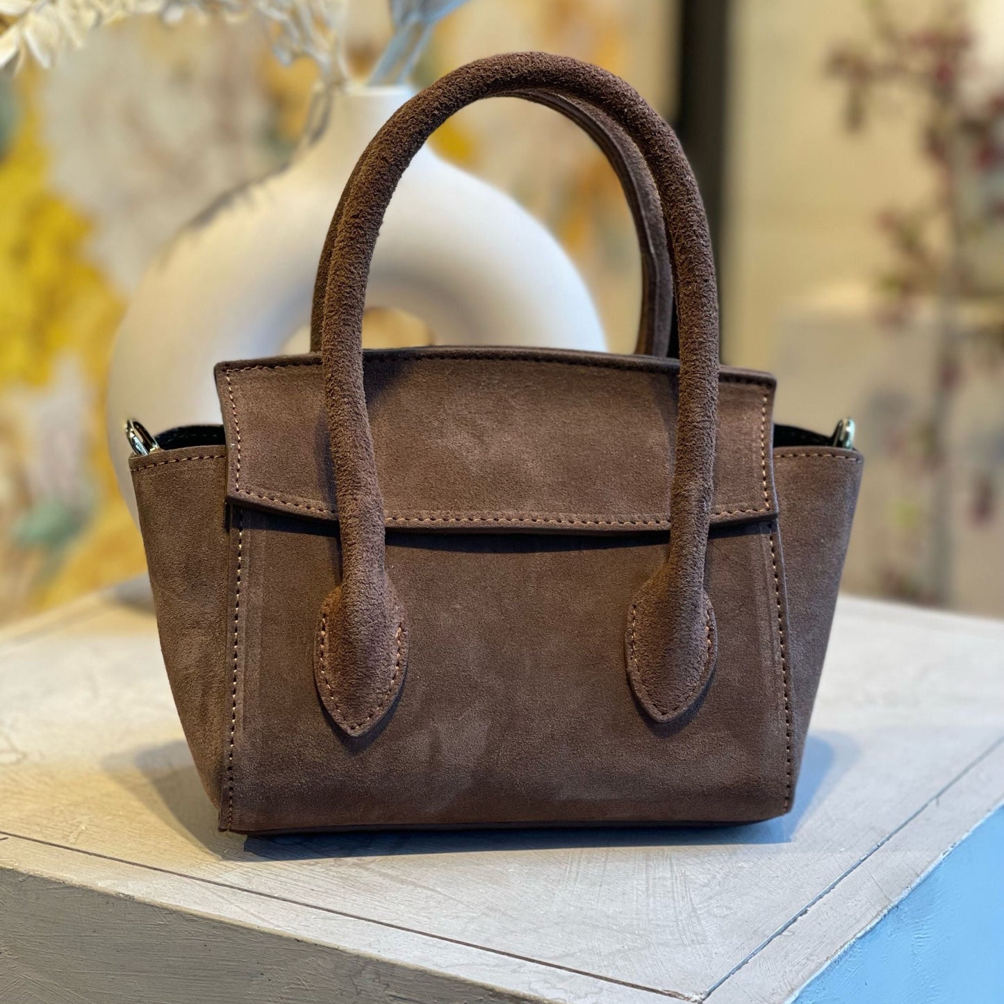 Mini sac en croûte de cuir Cognac – Fabrication italienne
