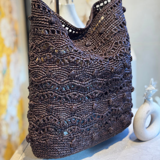 👜 Sac 100% raphia crochet Marron