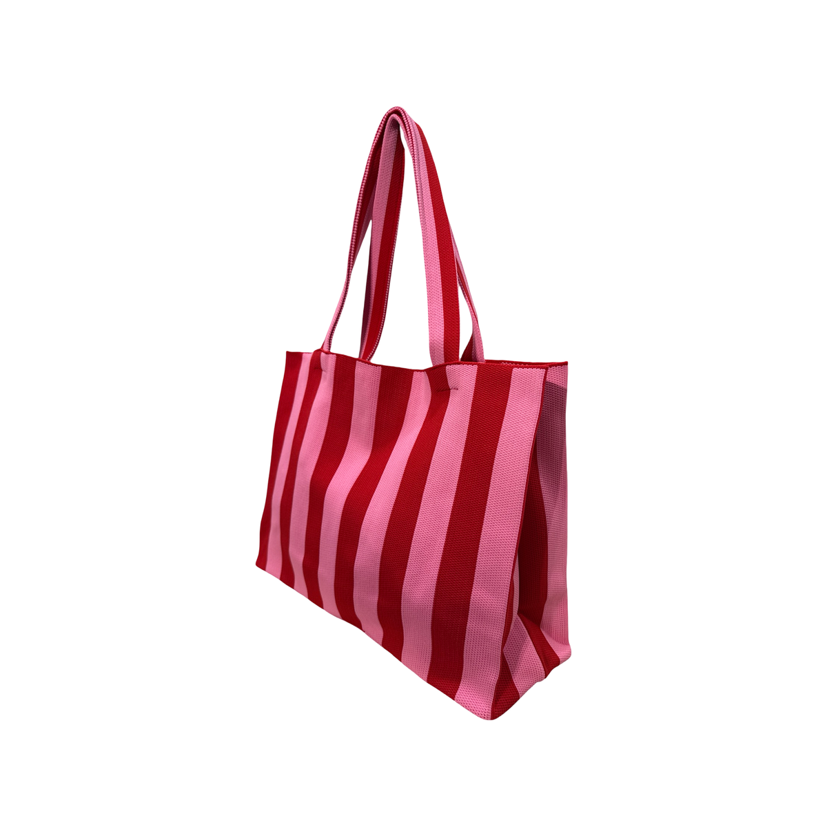 Sac cabas rayé rose & rouge
