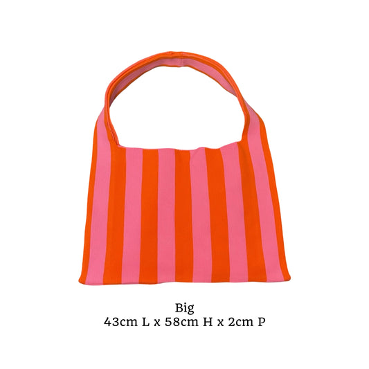 Tote bag rayé rose & orange