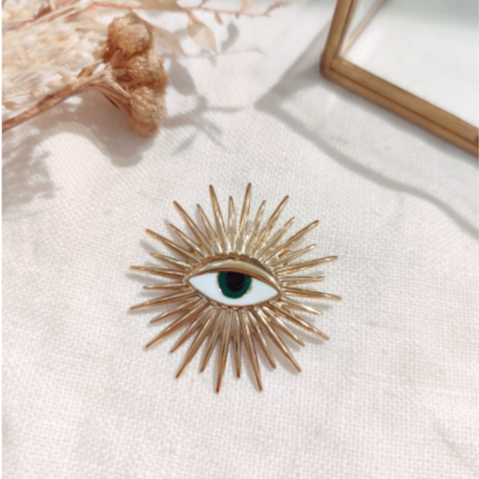 BROCHE OEIL SOLEIL DOREE