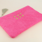 💕 Pochette  6 cœurs en velours côtelé Fuchsia