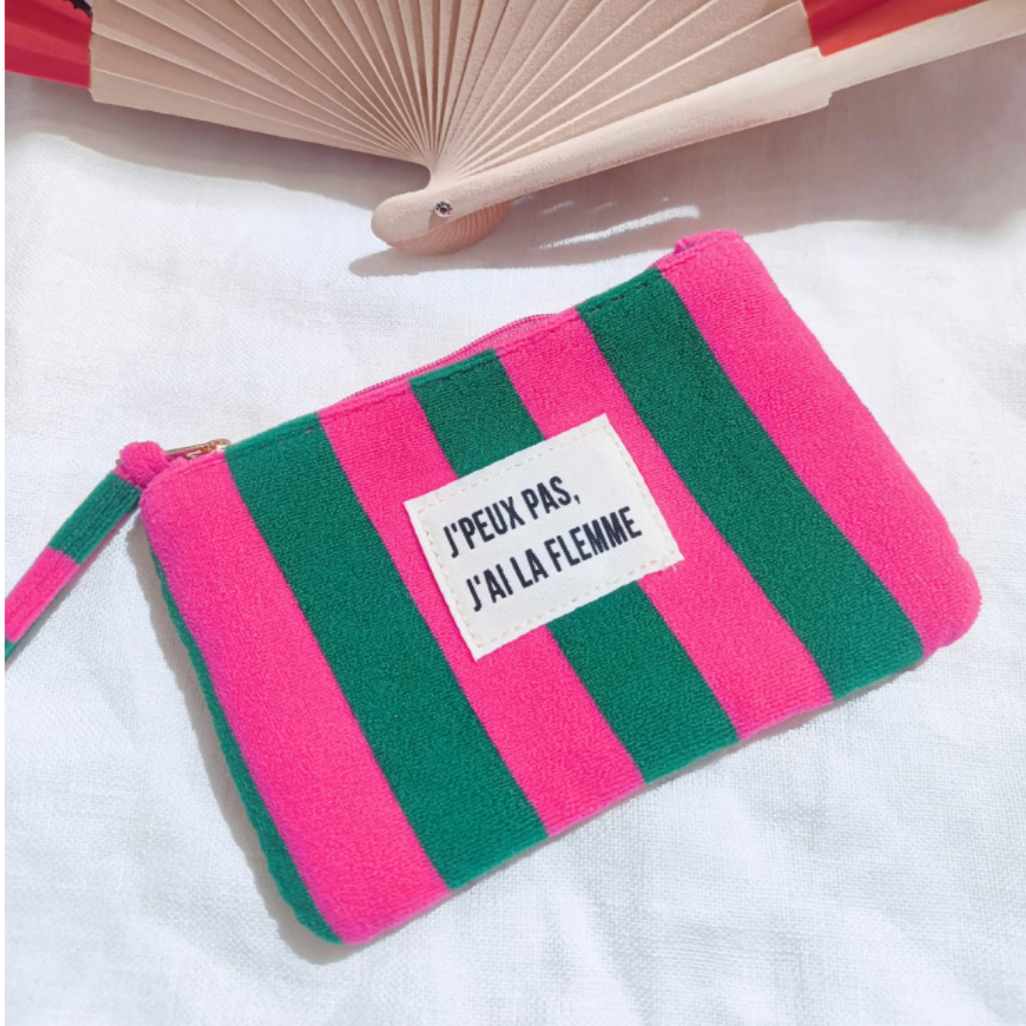 Pochette Rayée "J'peux Pas, J'ai La Flemme"