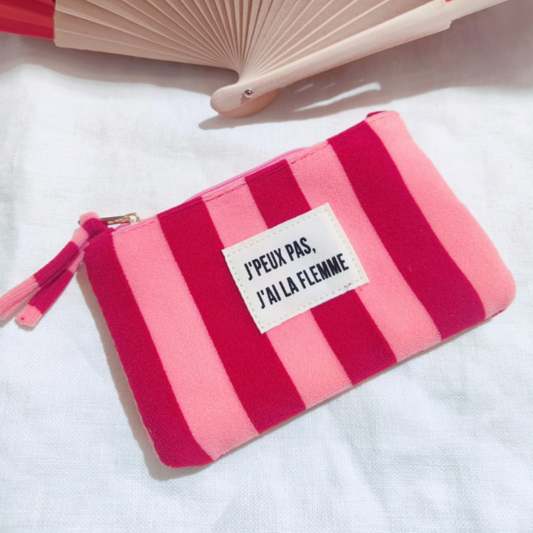 Pochette Rayée "J'peux Pas, J'ai La Flemme"