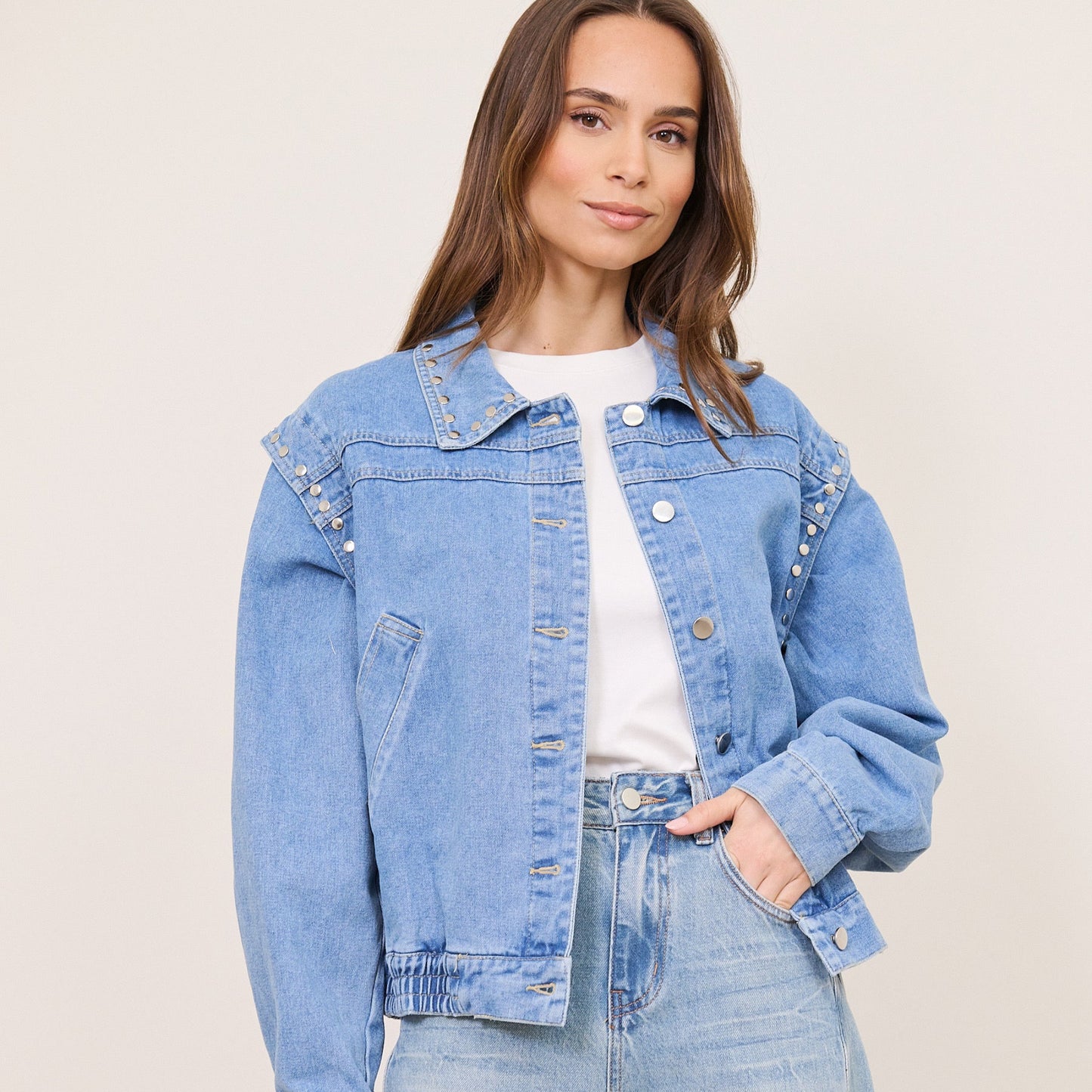 💙 Veste en jean à clous – 100 % coton