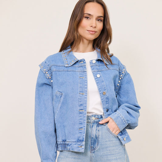 💙 Veste en jean à clous – 100 % coton
