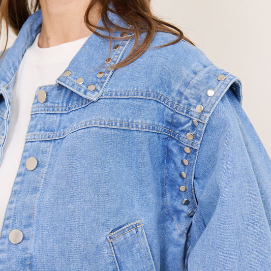 💙 Veste en jean à clous – 100 % coton