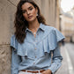 💙 Chemise en jean denim à volants