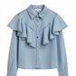 💙 Chemise en jean denim à volants