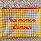 💛Pochette  Vichy "ma maman d'amour "Jaune