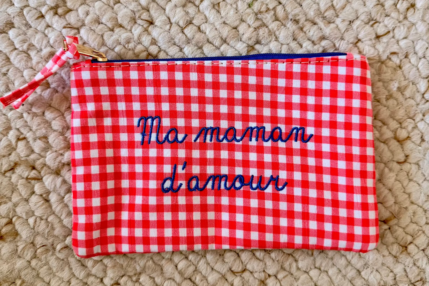 ❤️Pochette  Vichy "ma maman d'amour "Rouge