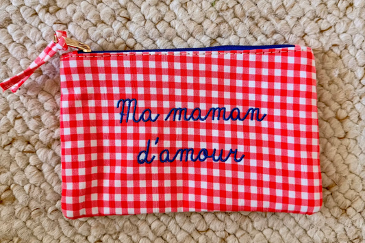 ❤️Pochette  Vichy "ma maman d'amour "Rouge