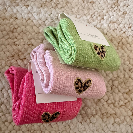 🧦 Chaussettes Cœur Léopard FUSHIA