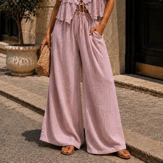 ENSEMBLE GAZE DE COTON BRODERIE AJOURÉE