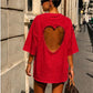 T-shirt Oversize Cœur Ajouré Rouge