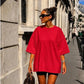 T-shirt Oversize Cœur Ajouré Rouge