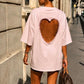 T-shirt Oversize Cœur Ajouré Rose