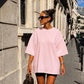 T-shirt Oversize Cœur Ajouré Rose