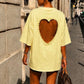 T-shirt Oversize Cœur Ajouré Jaune