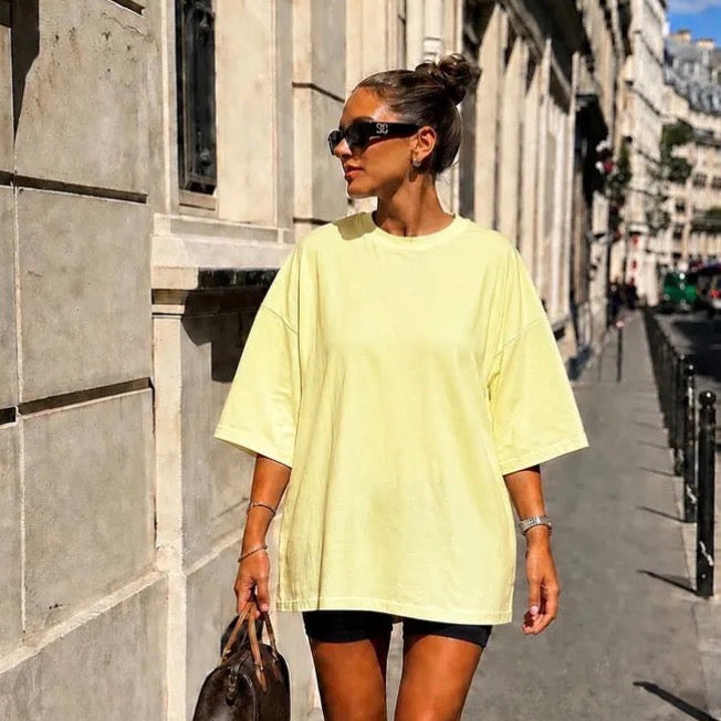 T-shirt Oversize Cœur Ajouré Jaune