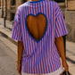 T-shirt Rayé Cœur Bleu