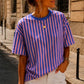 T-shirt Rayé Cœur Bleu