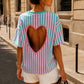 T-shirt Rayé Cœur Vert