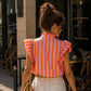 Chemise Rayée à Volants – Rose