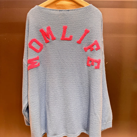 💙 Pull brodé “MOMLIFE” Bleu