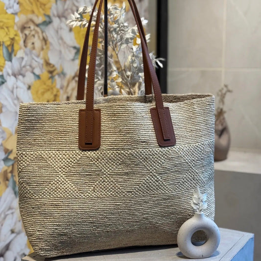 👜  Sac cabas raphia garni