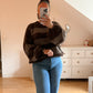 🧶 Pull Rayé Marron – Style Confort & Élégance