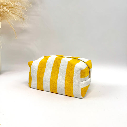 Trousse de toilette rayée en coton Jaune