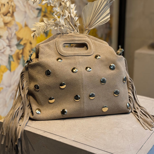 Sac en cuir clouté Beige – Fabrication italienne