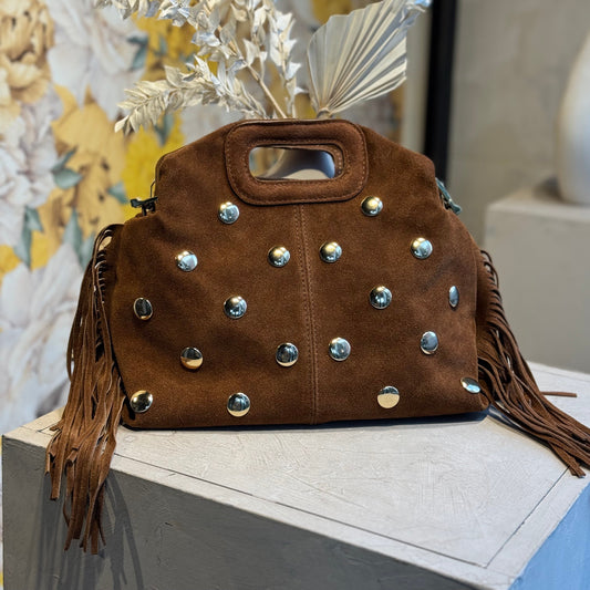 Sac en cuir clouté Cognac – Fabrication italienne