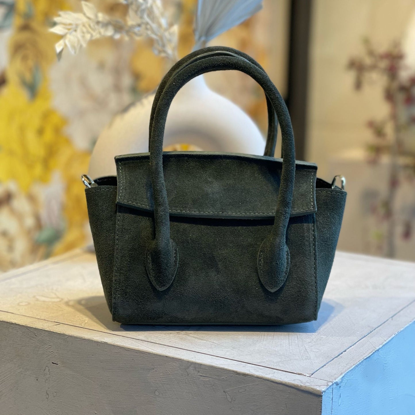 Mini sac en croûte de cuir Kaki – Fabrication italienne