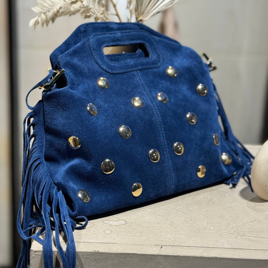 Sac en cuir clouté Bleu– Fabrication italienne