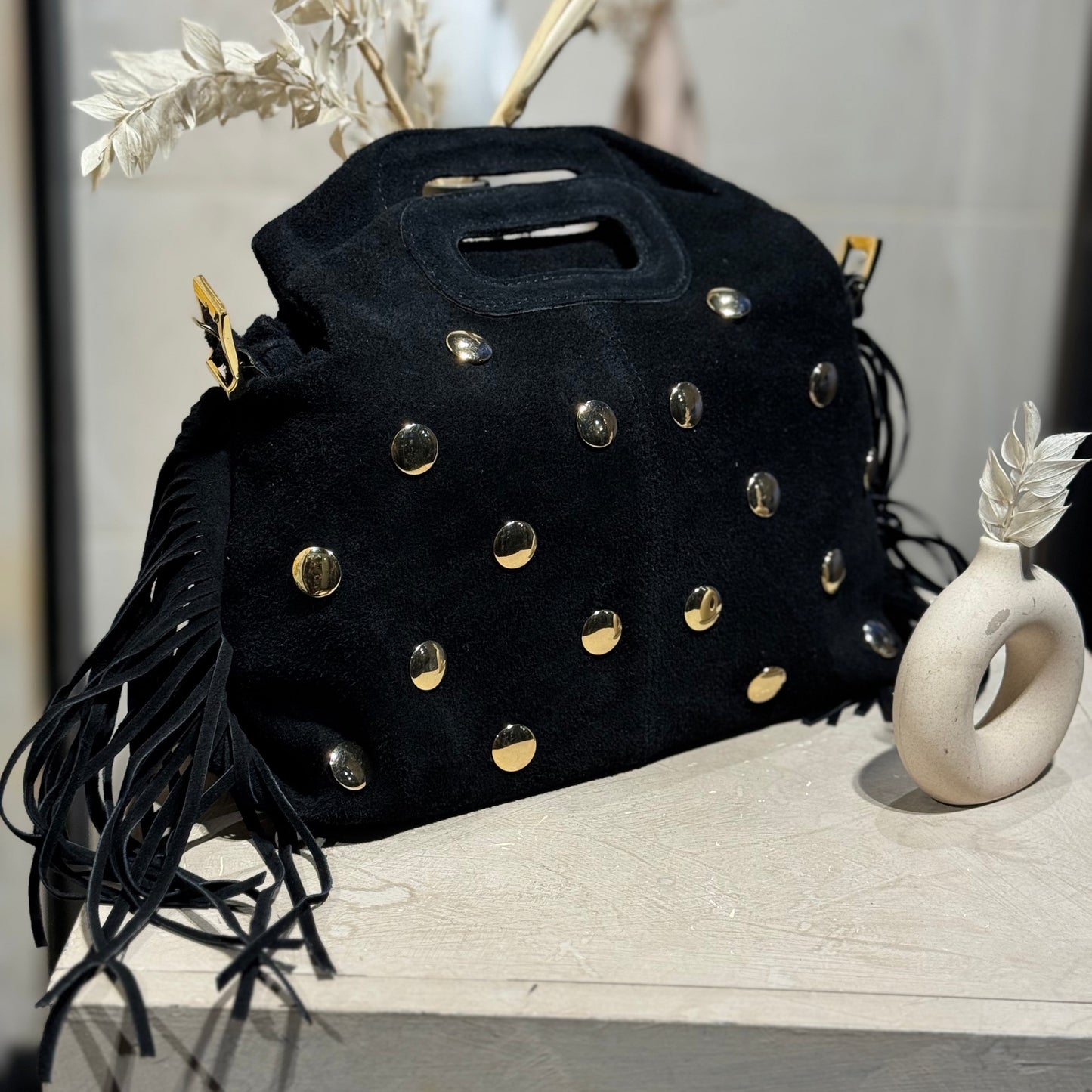 Sac en cuir clouté Noir – Fabrication italienne