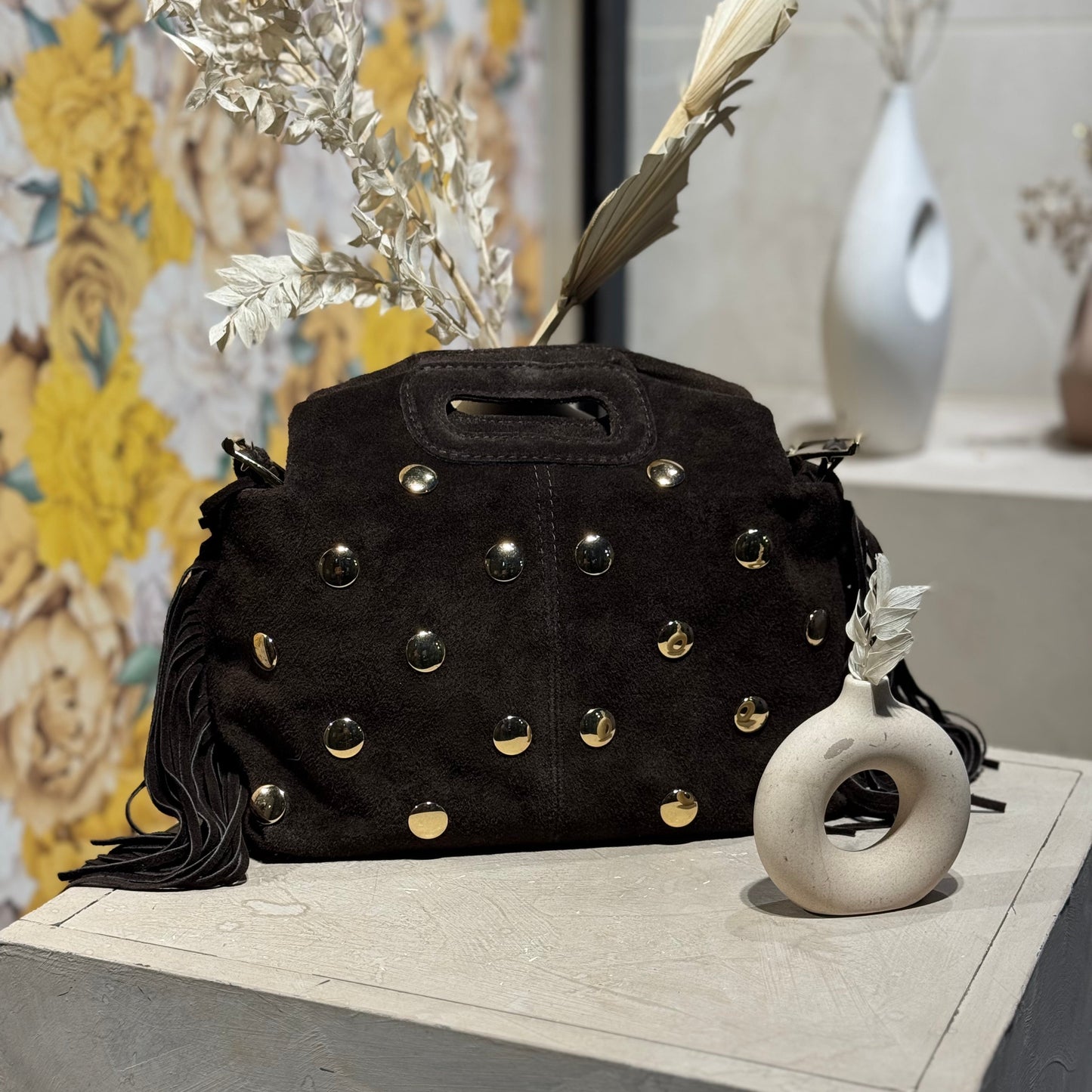 Sac en cuir clouté Marron – Fabrication italienne