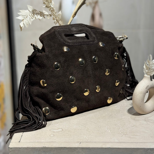 Sac en cuir clouté Marron – Fabrication italienne