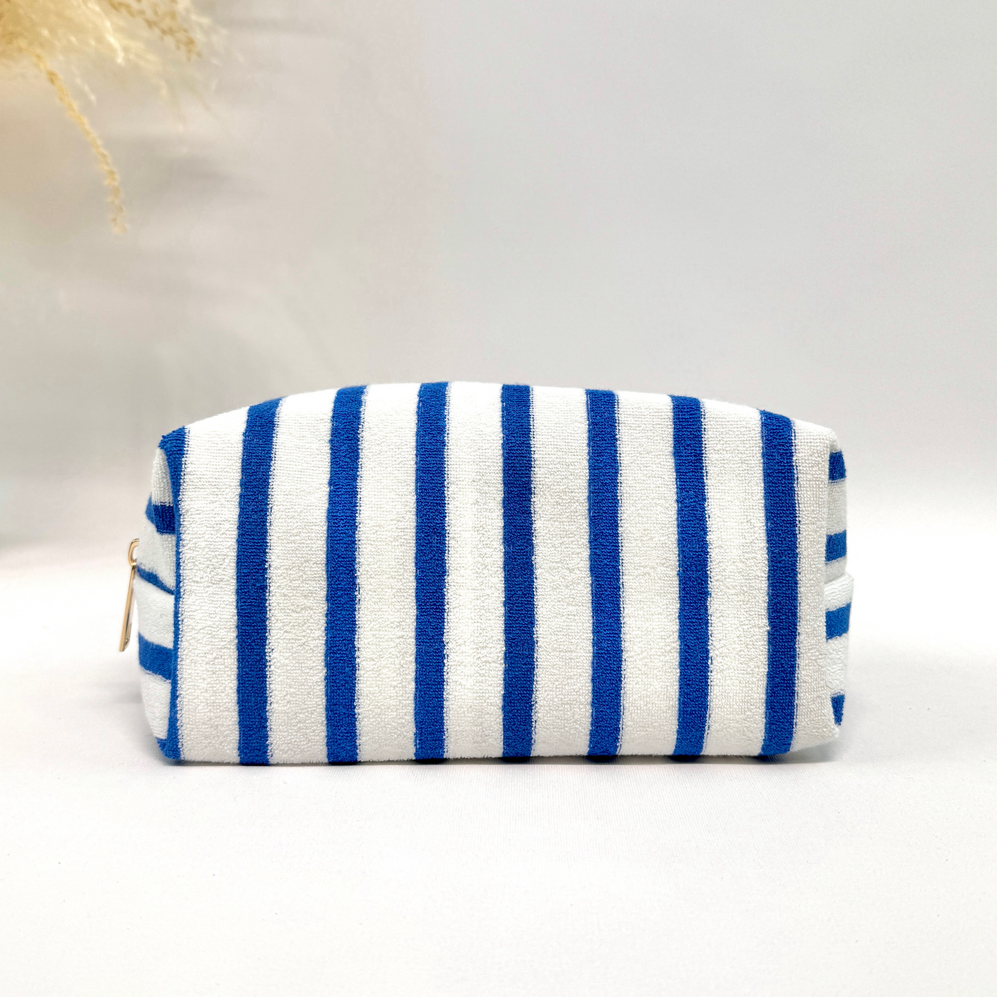 Trousse de toilette rayée en coton Bleu