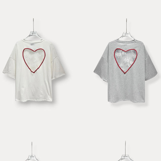 ❤️ T-shirt Cœur Dentelle Oversize