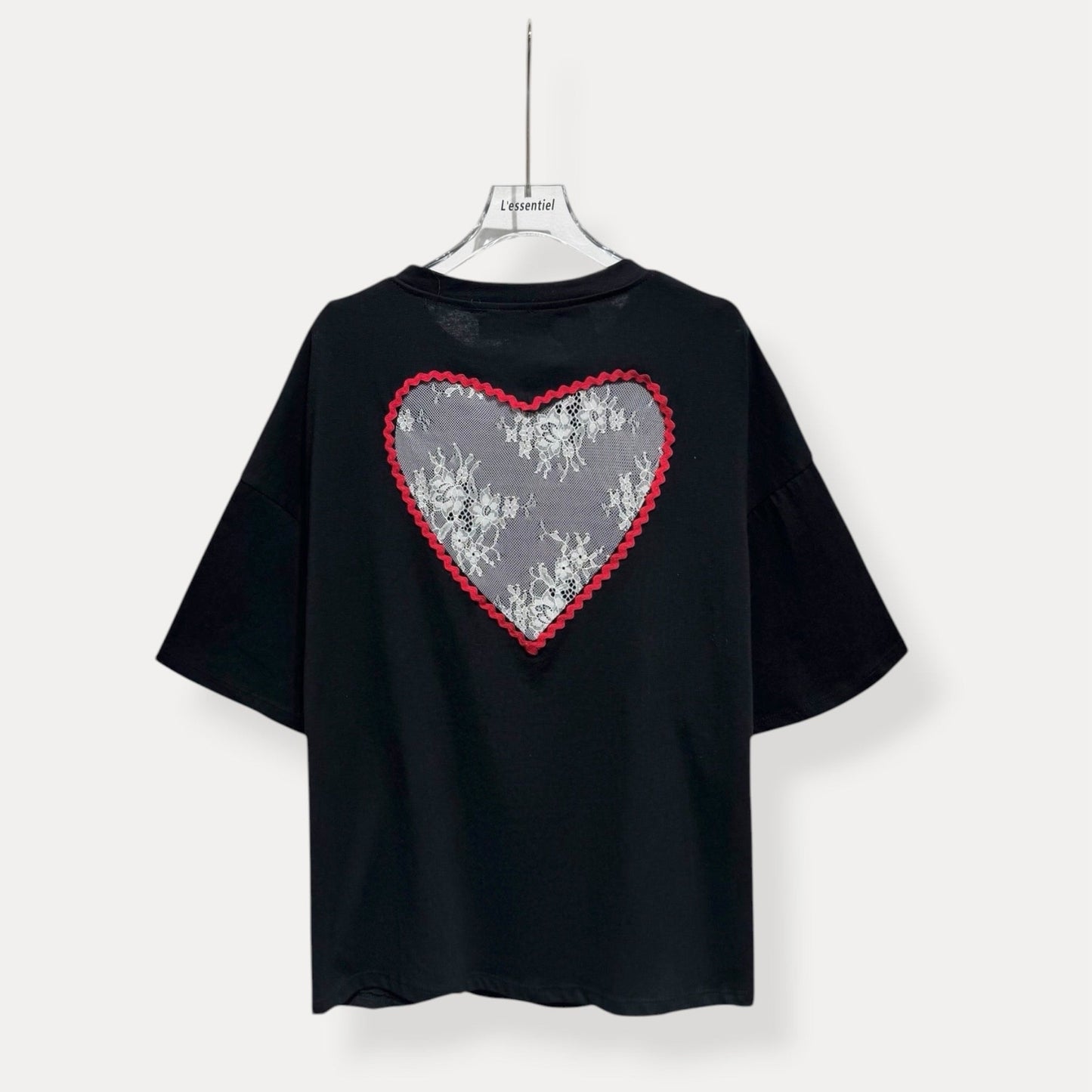 🖤 T-shirt Cœur Dentelle Oversize