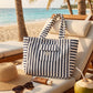 👜 Sac de plage 100% coton rayé Bleu