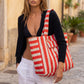 👜 Sac de plage 100% coton rayé Orange