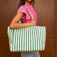 👜 Sac de plage 100% coton rayé Vert